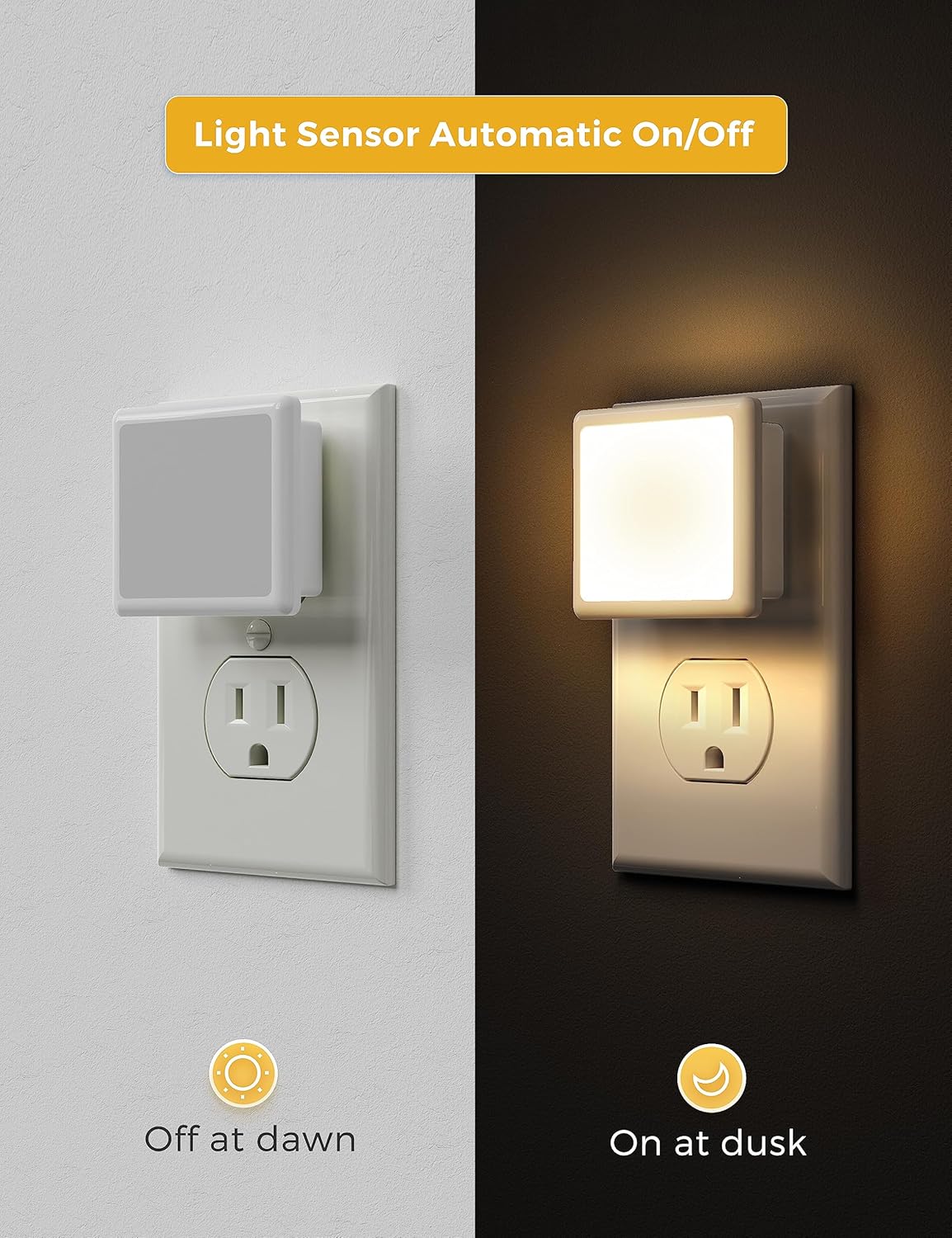 LED Night Lights Plug into Wall 2-Pack
